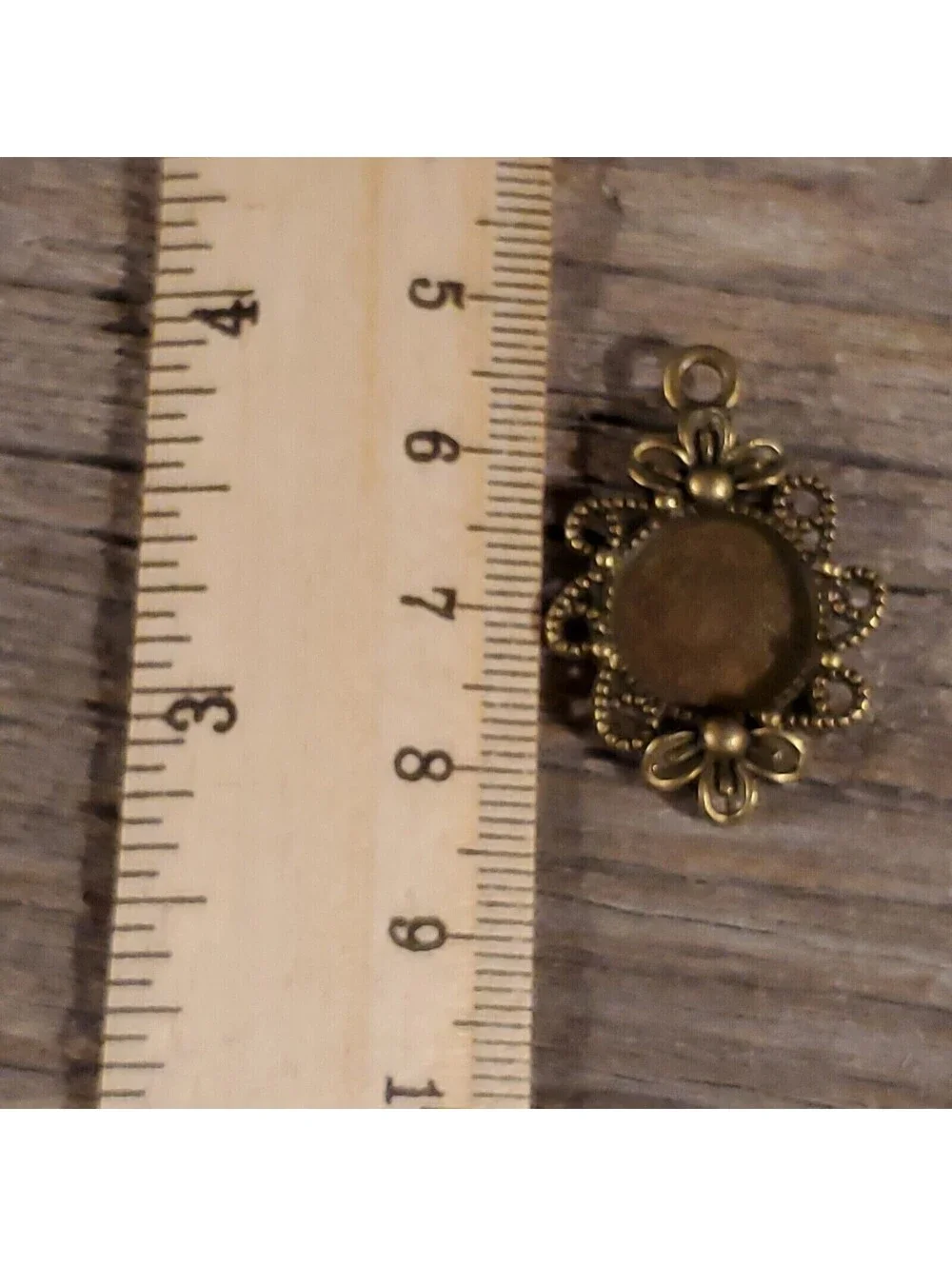 Lot of Bronze Art Nouveau 12mm Round Cabochon Pendant Bezel Tray Settings 4 pcs